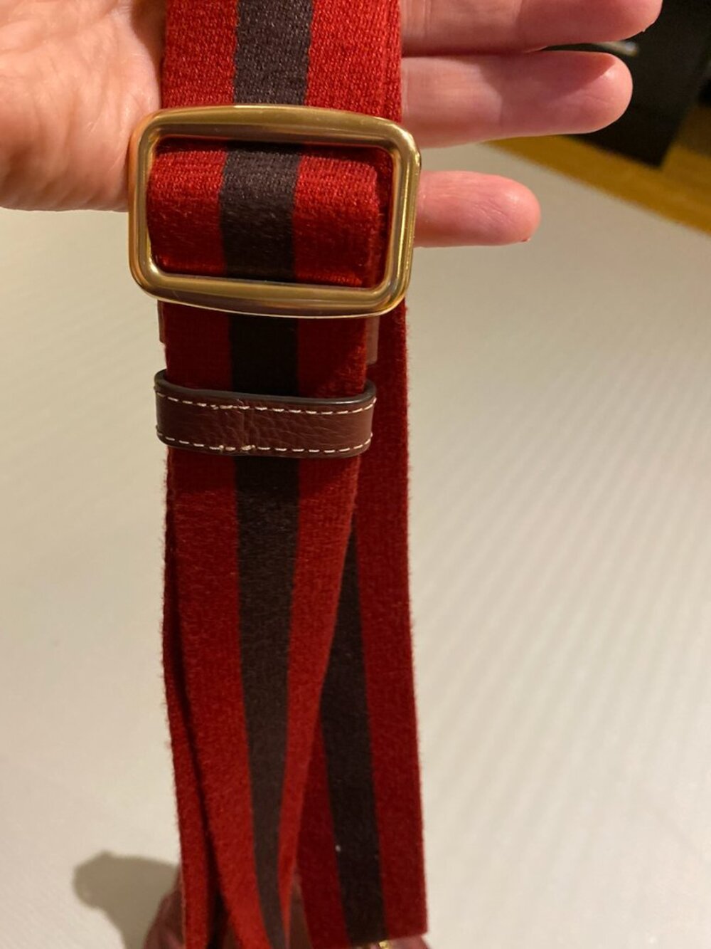 Coach Ellis Nylon Crossbody Wine with Red Striped Strap - Picture 5 of 6